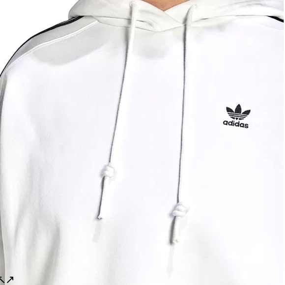 Adidas classic white black logo, 3 stripe hoodie sweatshirt Plus 2X mint worn 1x - Picture 4 of 10
